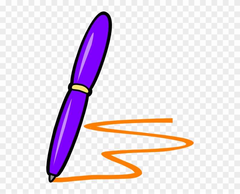Lilac Pen Orange Writing Clip Art At Clker - Writing Clipart Transparent Background #72629