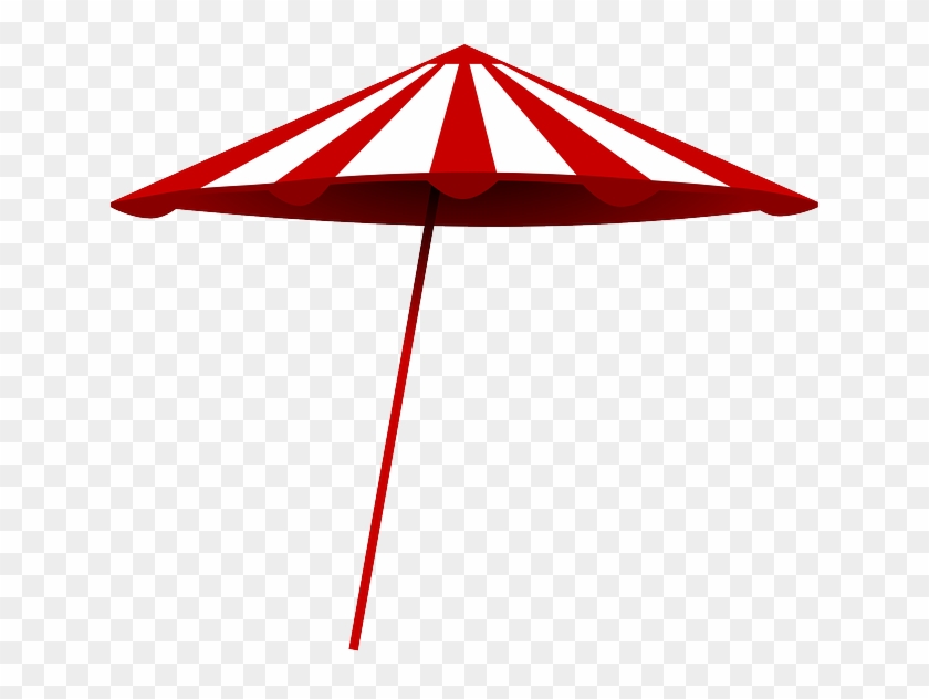 Red, Umbrella, Beach, Sun, White, Cartoon, Free, Summer - Beach Umbrella Clip Art #73451