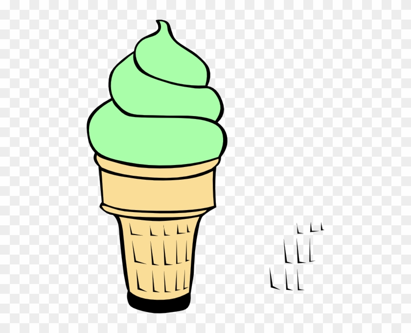 Pistachio Ice Cream Cone At Vector Image - Green Ice Cream Cone Clipart #74121