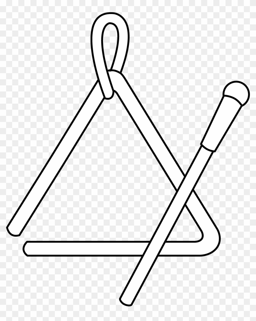 Instrument Clipart Black And White - Triangle Instrument Coloring Page #74481