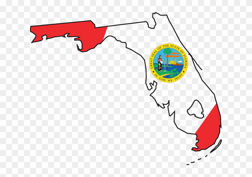 Dark Blue Florida Clipart - Florida State Flag Map #74495
