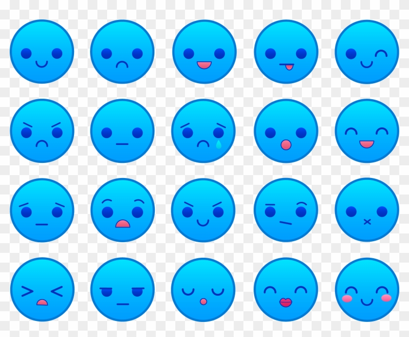 Blue Emoticons Set - Symbol #74711