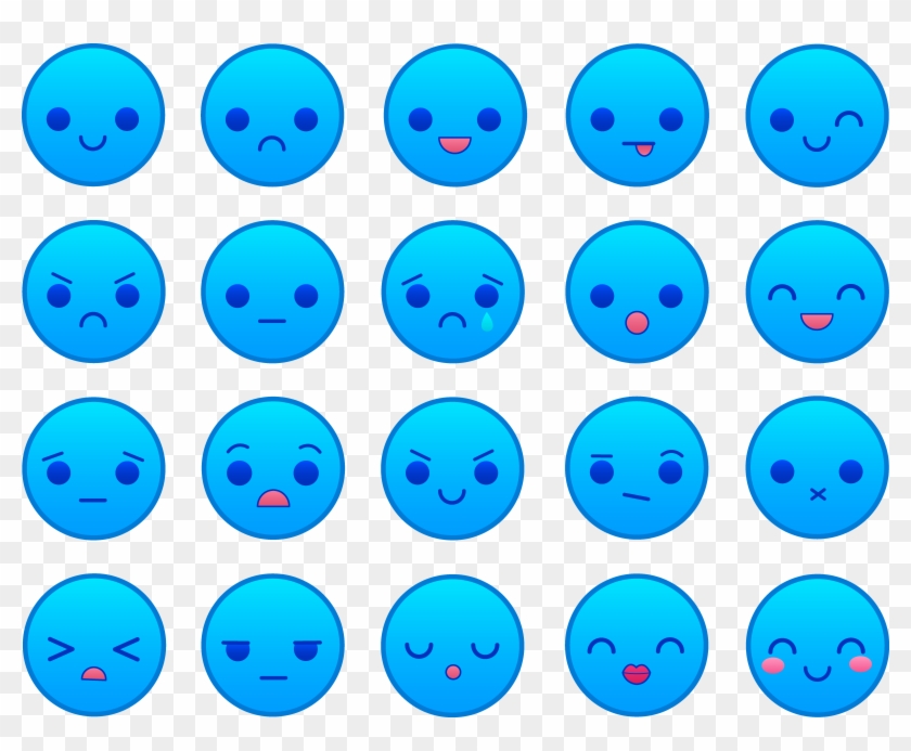 Blue Emoticons Set - Symbol #74711