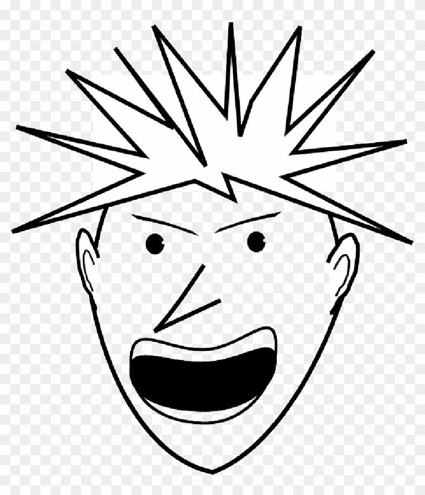 People, Boy, Man, Angry, Punk, Face, Person - Clip Art Black And White Angry #74889