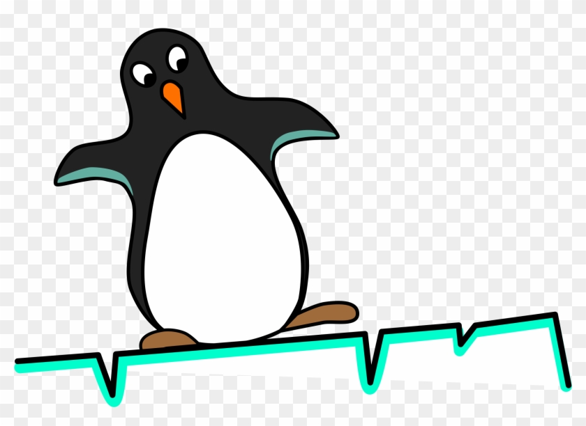 Free Cartoon Penguin Sliding On Ice Clip Art - Penguin On Iceberg Clipart #75781