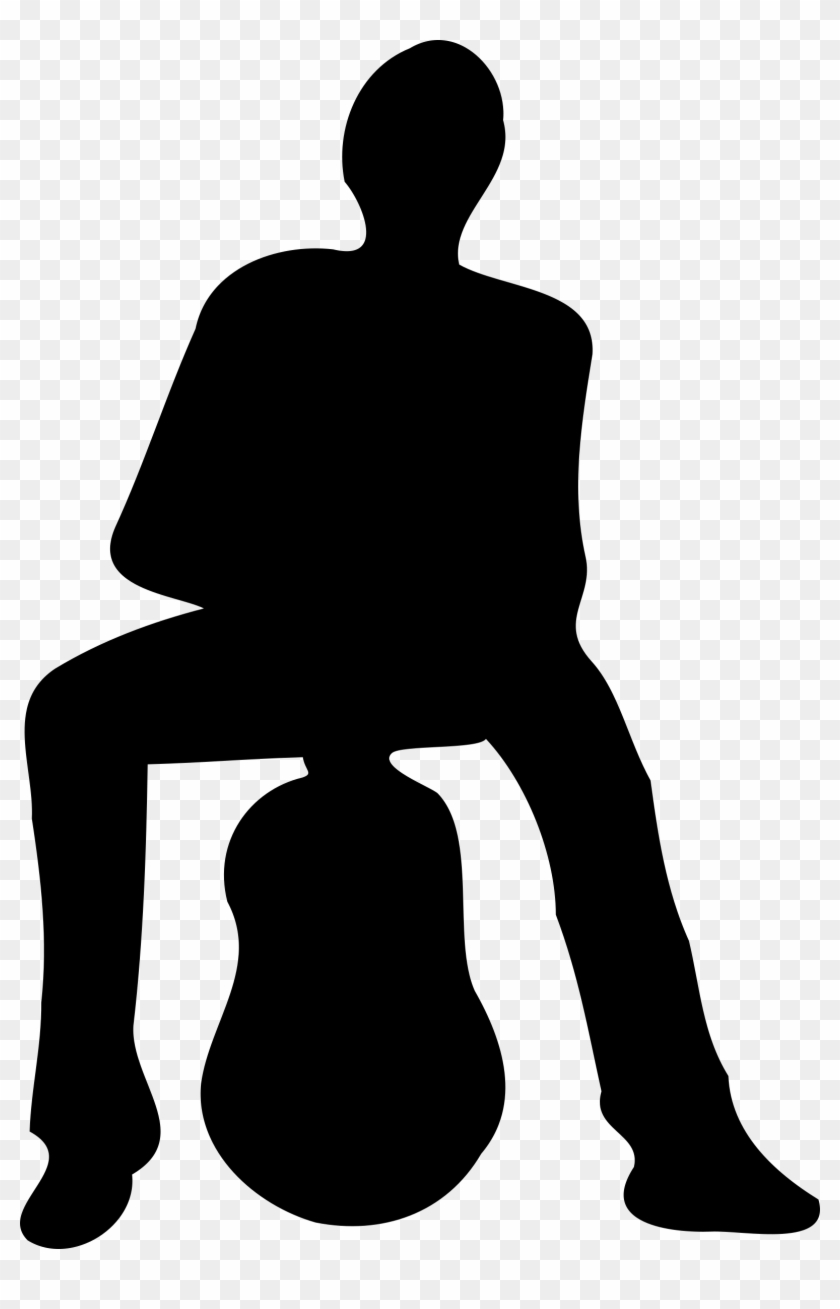 Silhouette Of Man And Guitar Free Vector 4vector - Sitting Person Silhouette Png #76349