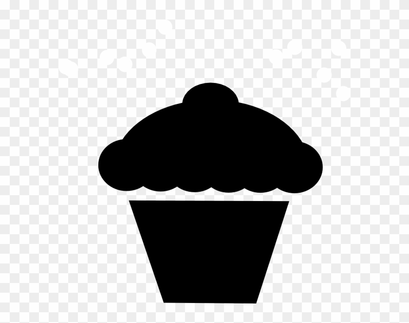 Polka Dot Cupcake Black Clip Art - Cupcake Silhouette Vector Png #76420