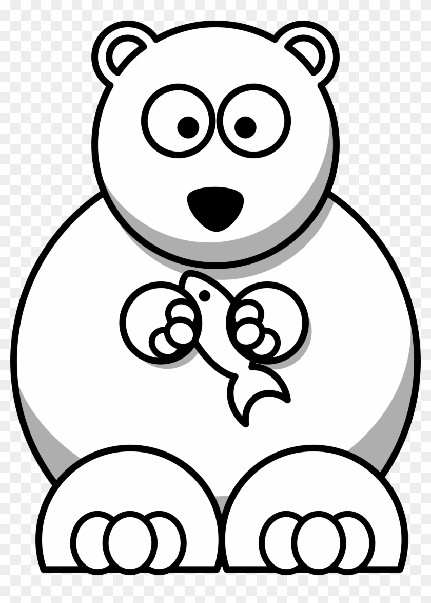 Lemmling Cartoon Bear Black White Line - Cartoon Polar Bear Drawing #76522