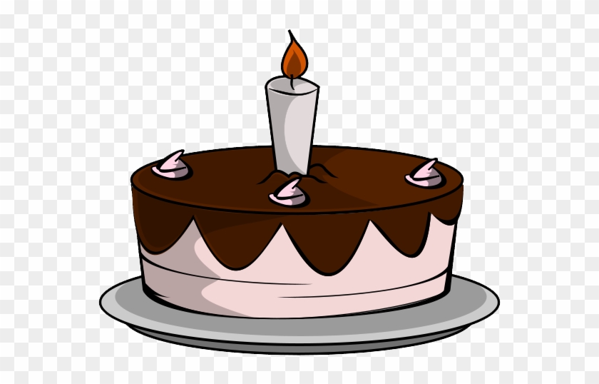 Clipart Chocolate Cake With Candles - Birthday Cake With 1 Candle #76851