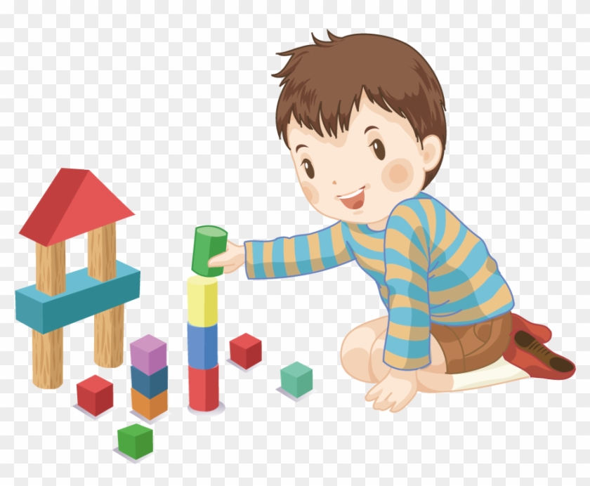 Toy Block Designer Cartoon Child - Cartoon Baby Playing With Blocks #421001