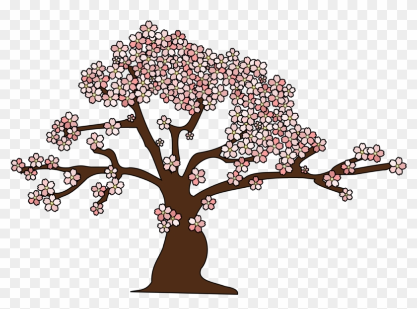 Landscape With Flowers Painting Clip Art - Sakura Tree Vectors Png #421350