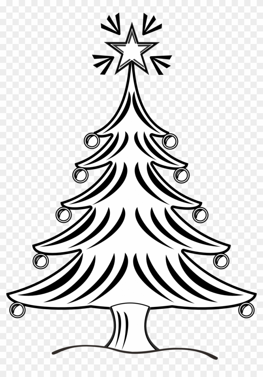 Pretty Black And White Christmas Tree Clipart Clipartfox - Christmas Tree Drawing Black And White #422018