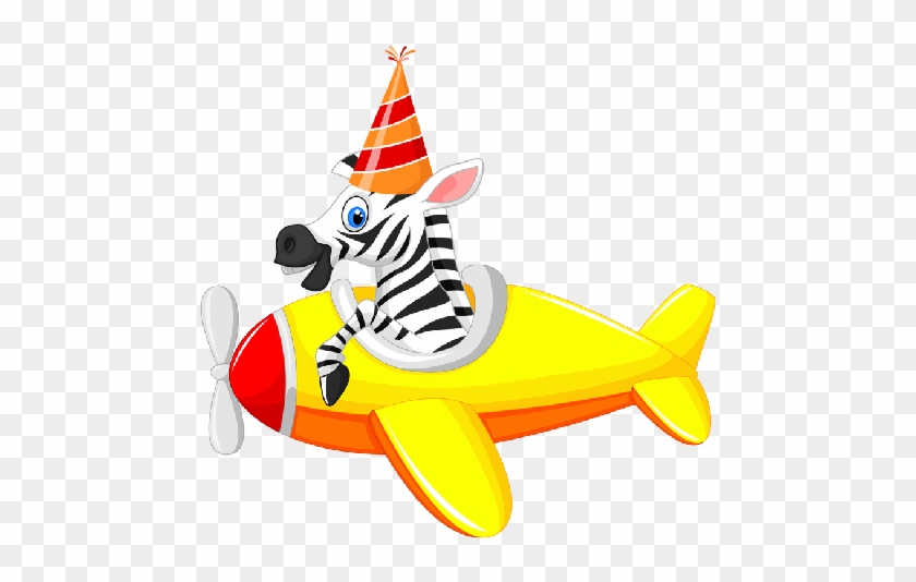 Funny Zebra Party Hat Flying Plane - Funny Plane Clipart #422070