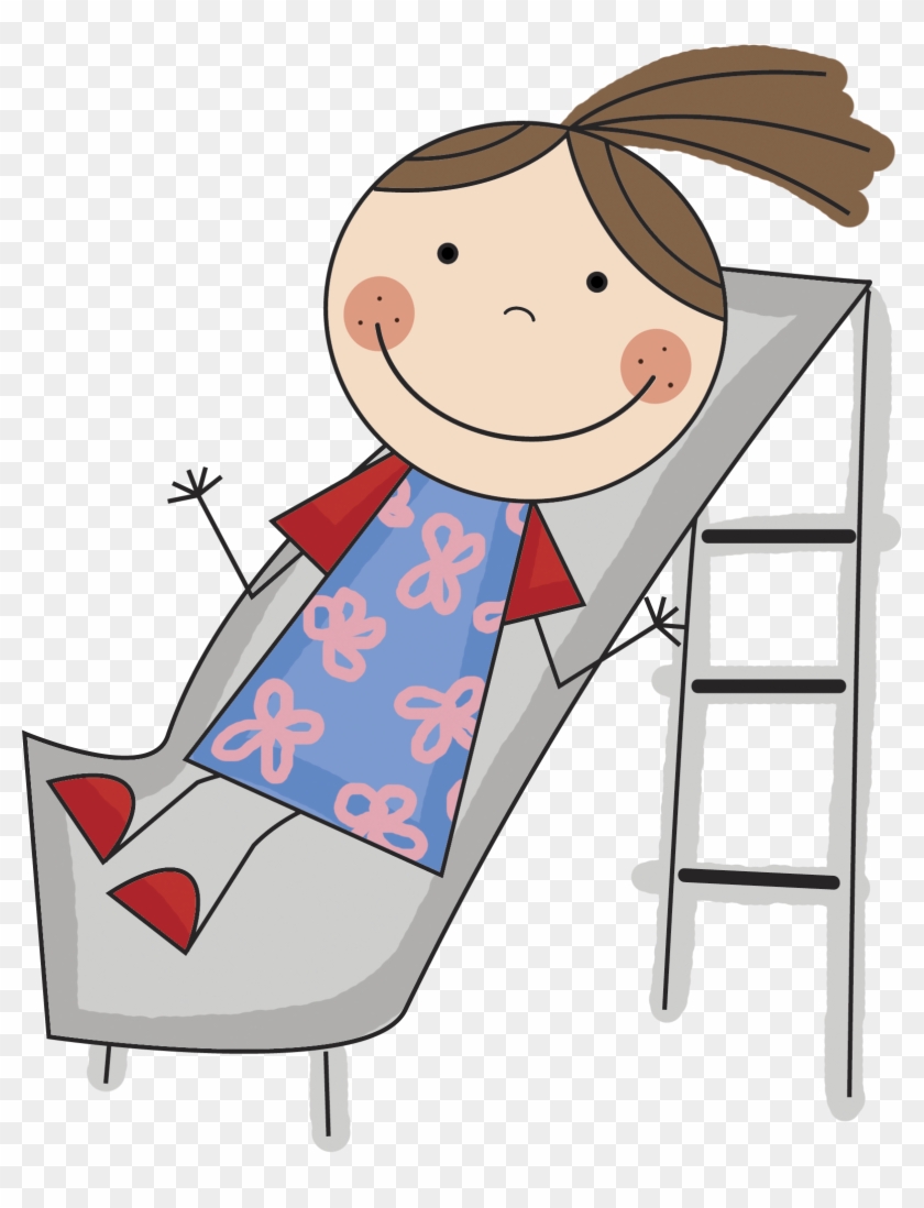 Girl Slide - Flat And Round Characters #422312