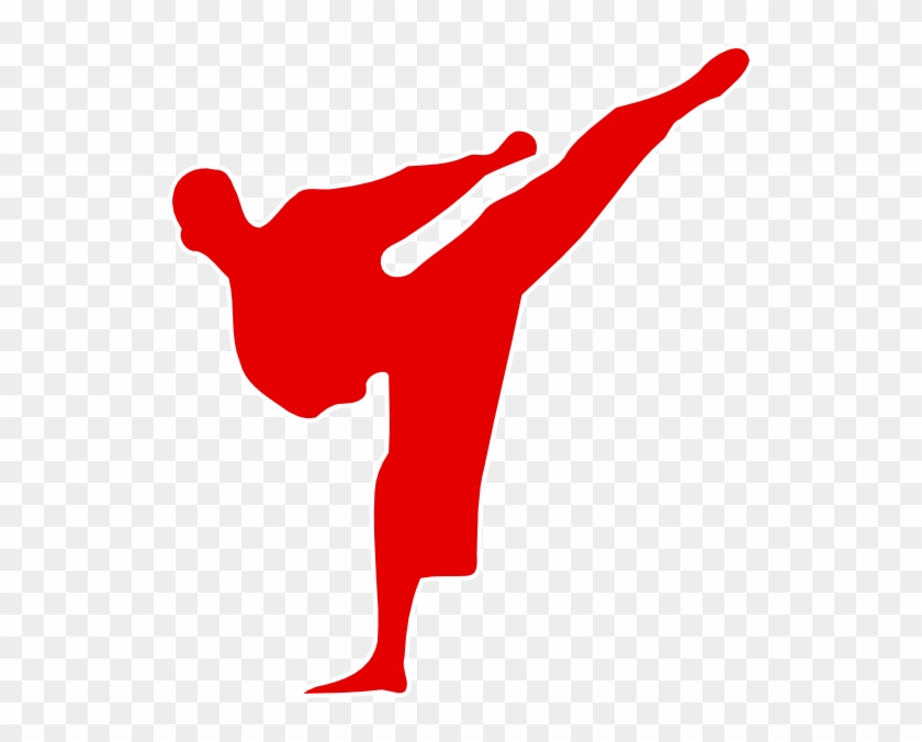 Red Man Kicking Clip Art At Clker - Karate Kick Silhouette #422528