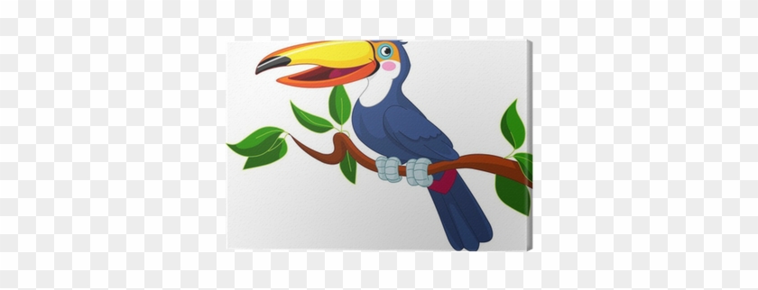 Cuadro En Lienzo Tucán Sentado En La Rama Del Árbol - Bird Sitting On A Tree Cartoon #422713