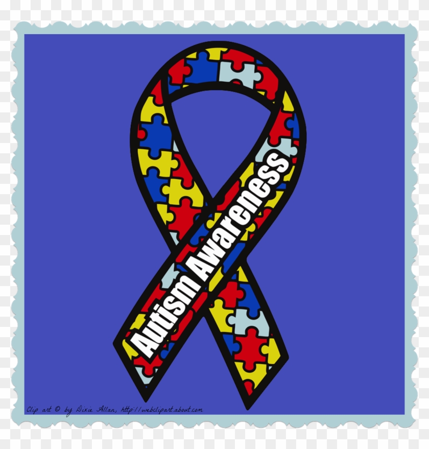 Autism Ribbon Clipart - Autism Awareness Ribbon License Plate #422748
