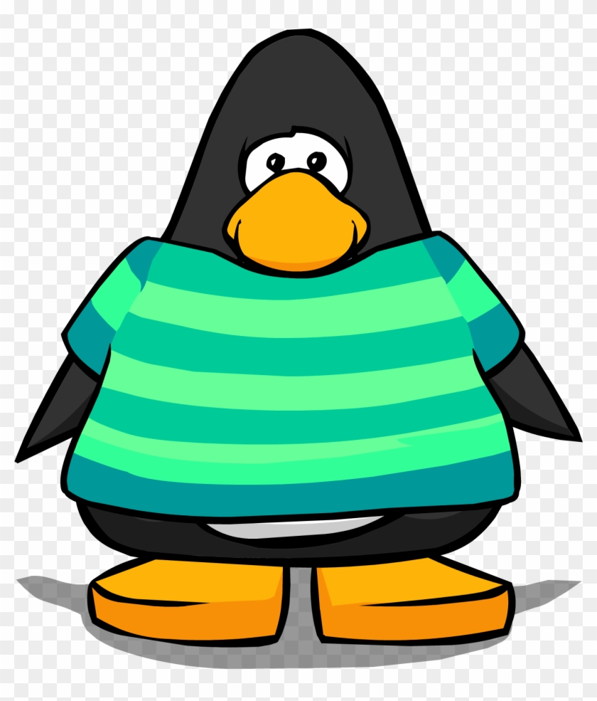 Aqua Striped T-shirt Playercard - Club Penguin Boa #422789