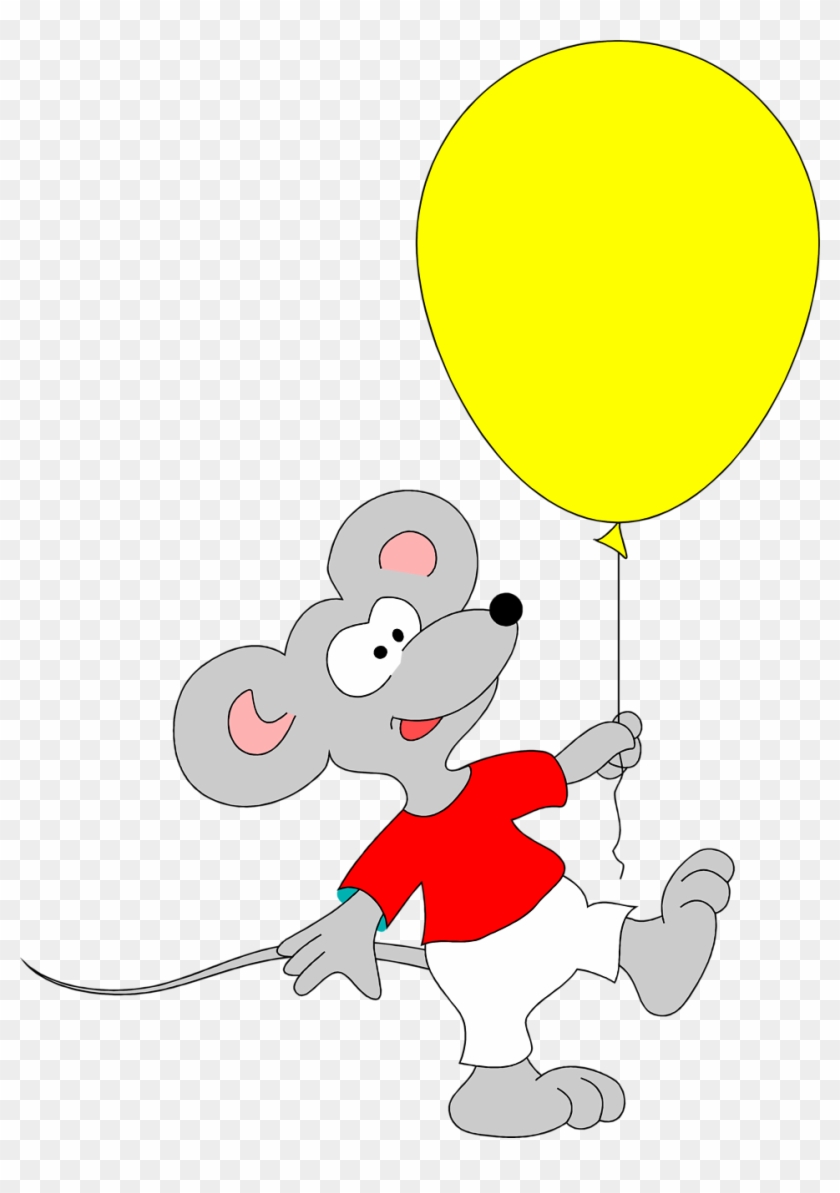 Ilration Of A Mouse Eating Cheese On White Background - Mouse Holding A Balloon #422825