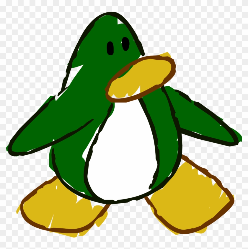 Doodle Dimension Penguin Dark Green - Penguin Doodle Png #422829