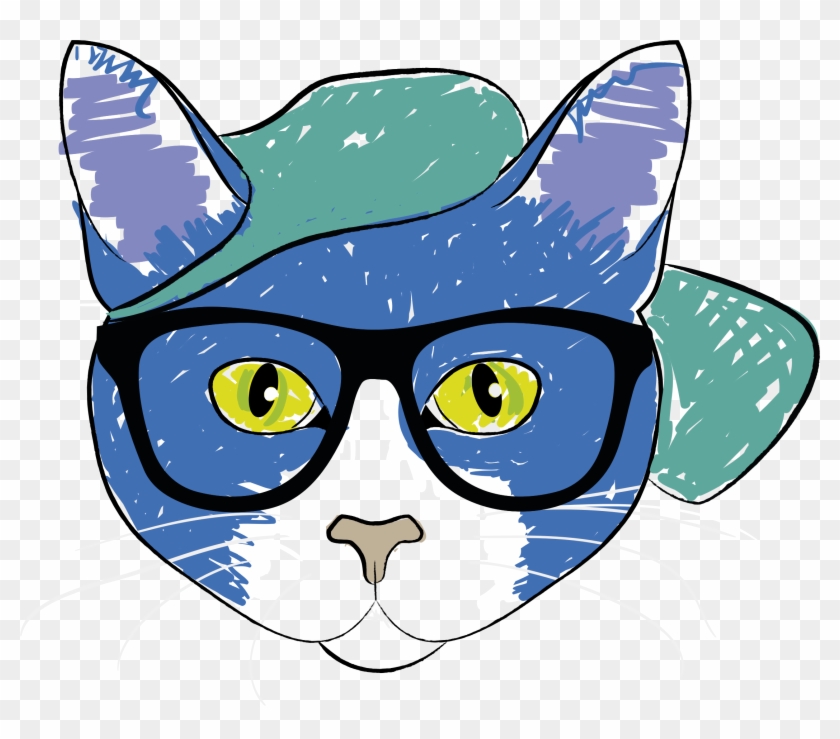 Clipart - Cat With Glasses Transparent #422892