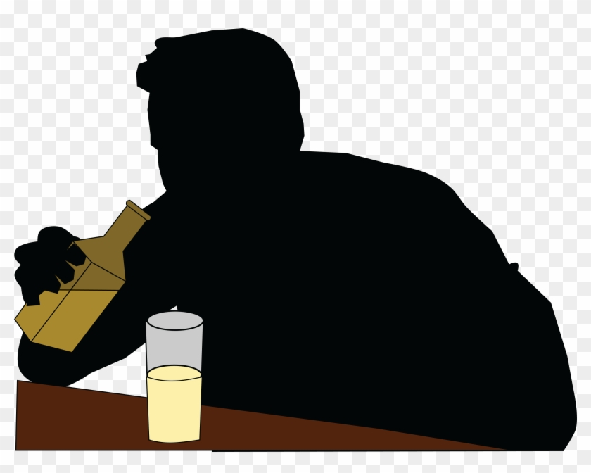 Free Clipart Of A Silhouetted Alcoholic Man - Alcoholic Png #423133