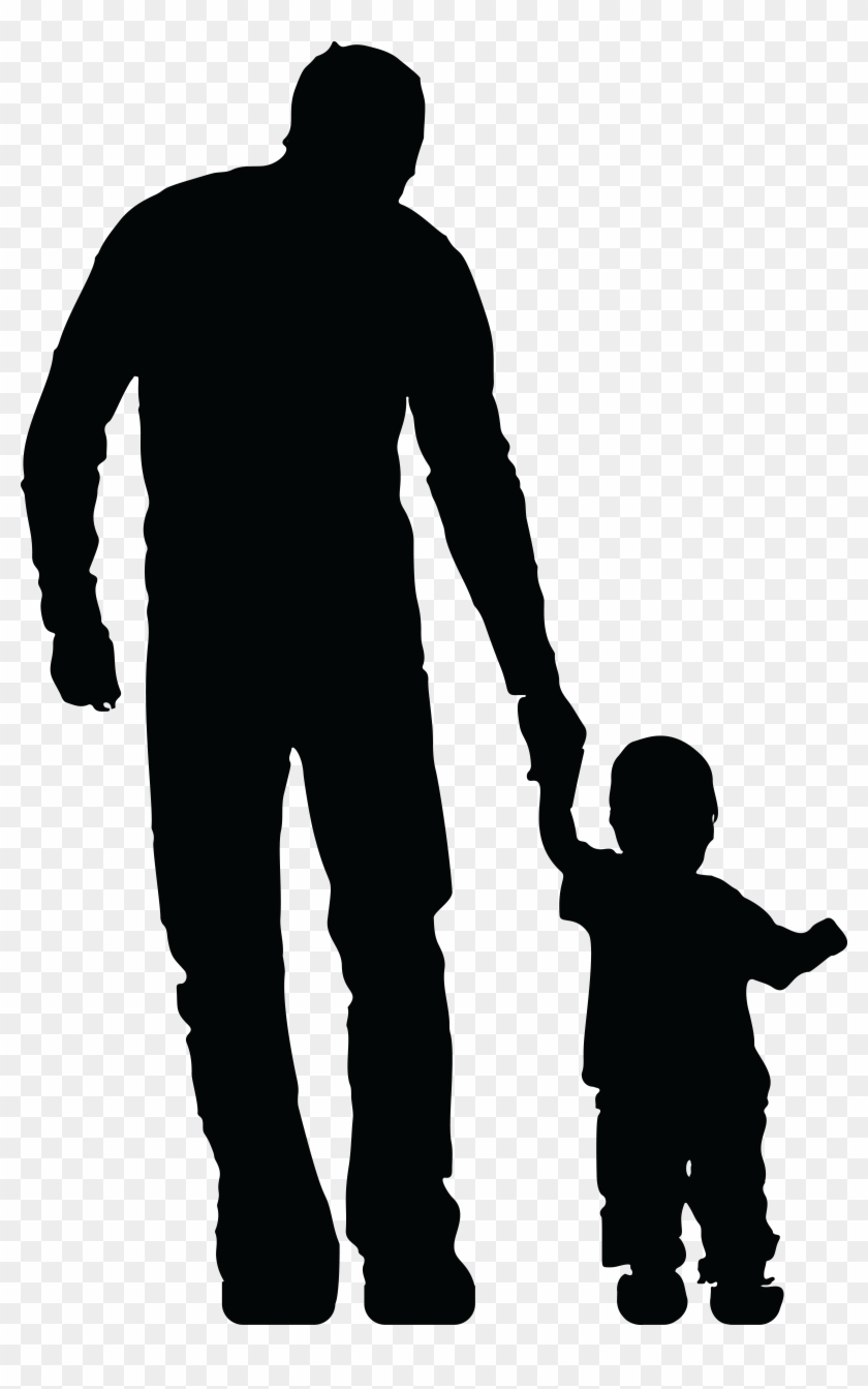 Free Clipart Of A Silhouetted Father Holding Hands - Father And Son Holding Hands #423184