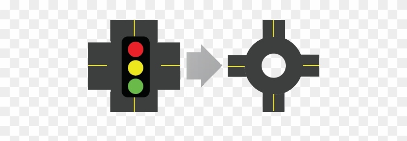 Signalized Intersection To A Roundabout Figure Showing - Icon #423344