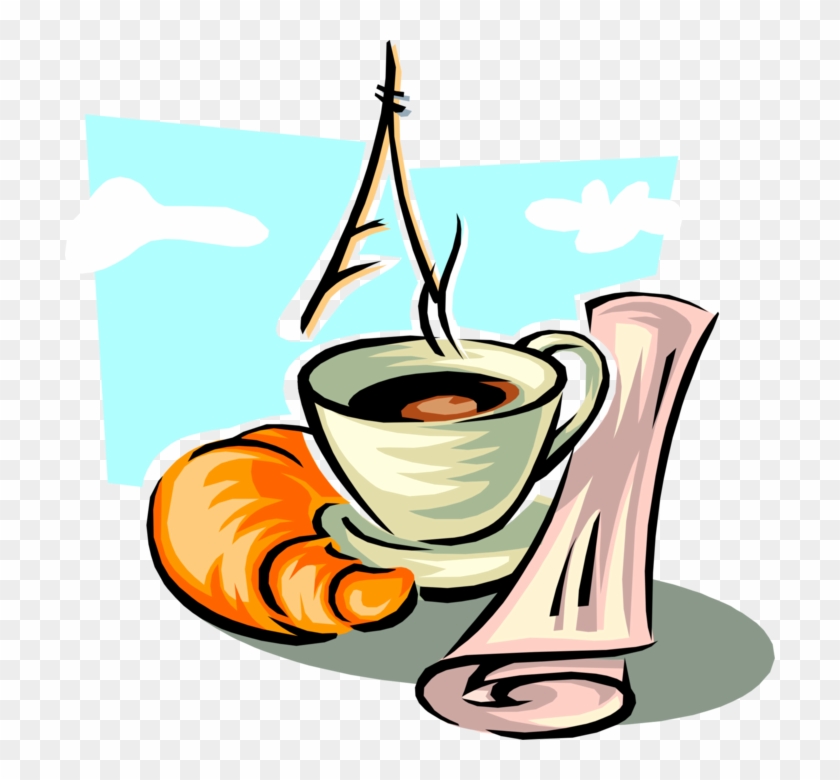 Vector Illustration Of Morning Cup Of Coffee, Viennoiserie-pastry - Frühstück #423402