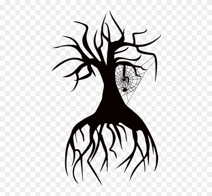 Cartoon Tree Roots 18, - Halloween Spiderweb Clipart #423721