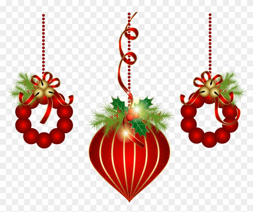 Transparent Red Christmas Ornaments Png Clipart - Transparent Hanging Christmas Ornaments #424498