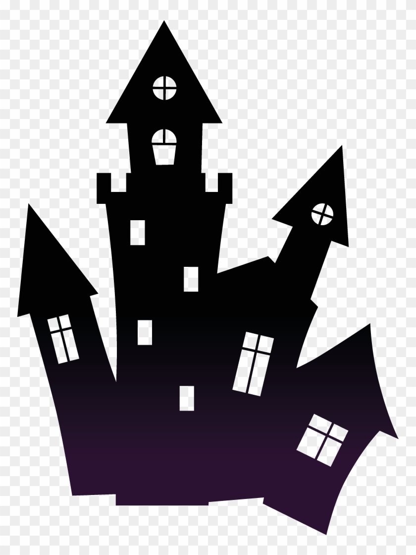 Haunted Black Scary House Png Clipart - Halloween Transparent #424536