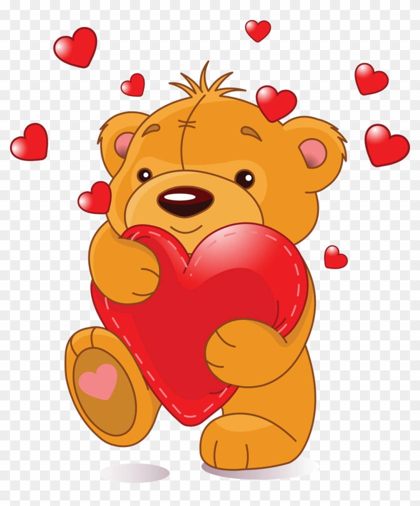 Bear Hug Clip Art Medium Size - Cute Teddy Bears With Hearts #424567