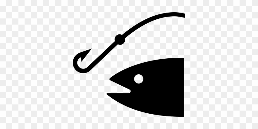 Fish, Hook, Symbol, Silhouette, Icon - Fishing Icon Vector #424830