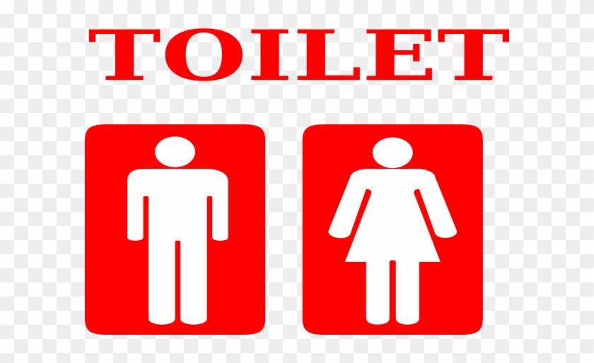 Red & White Toilet Sign Clip Art - Toilet Sign #424879