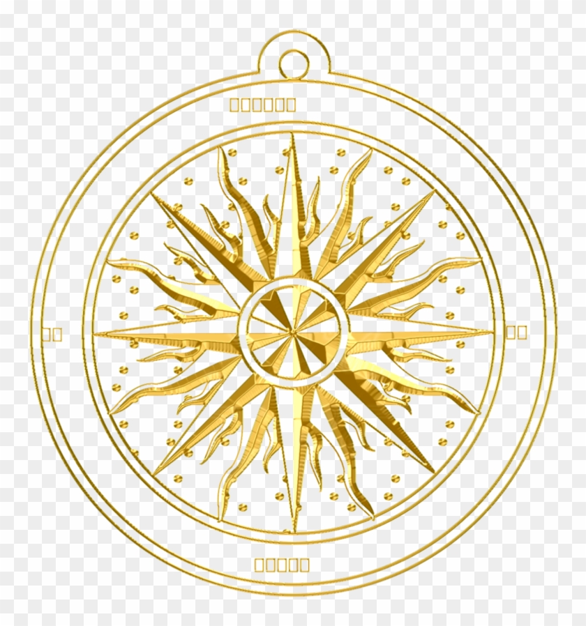 Gold Compass Rose 002 By Prettywitchery - Gold Compass Png #425185