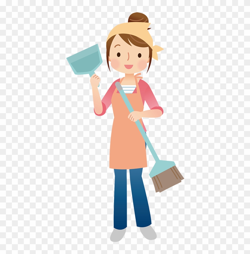 Reinigungskraft Mit Besen - Reinigungsfrau Cartoon Png #425391