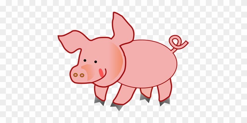 Pink Pig Fat Slops Ring-tailed Happy Pink - Cute Pig Clipart #425622