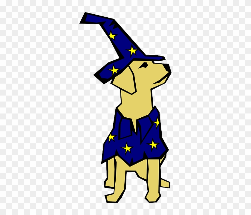 Animal Drawn, Dog, Hat, Straight, Lines, Wizard, Animal - More Pets Dress Up For Halloween Clipart #425999