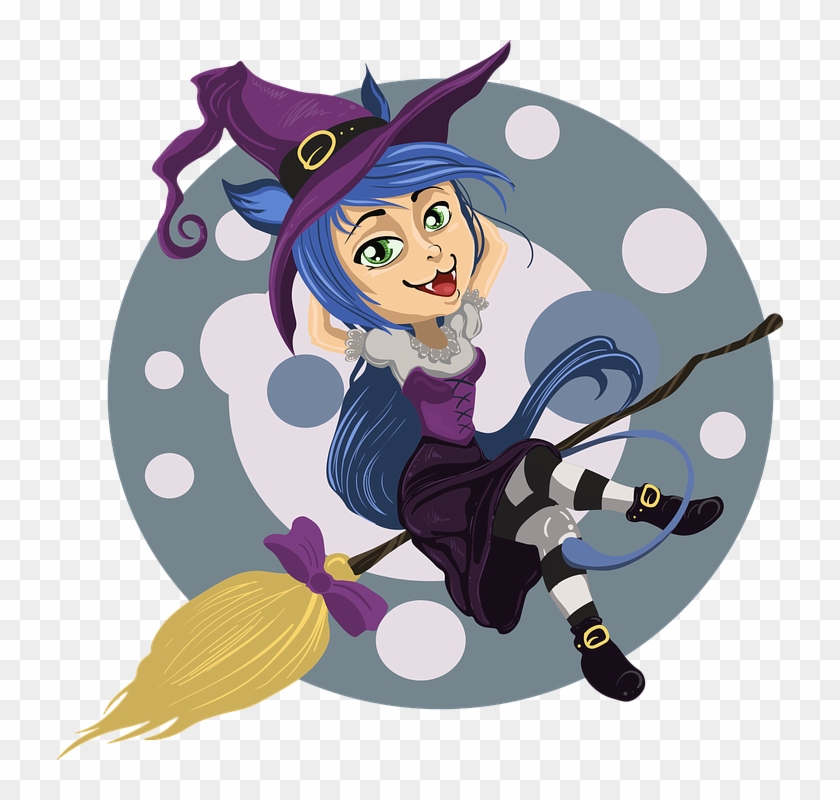 Free Witches Broom Clipart - Halloween Witch Round Ornament #426001