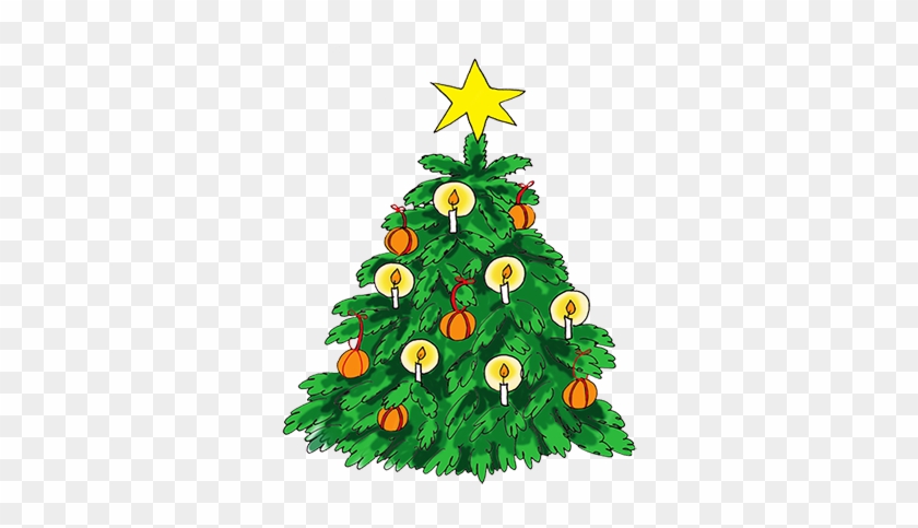 Christmas Tree Clip Art With Candles - Illustrations Decorated Christmas Trees #426031