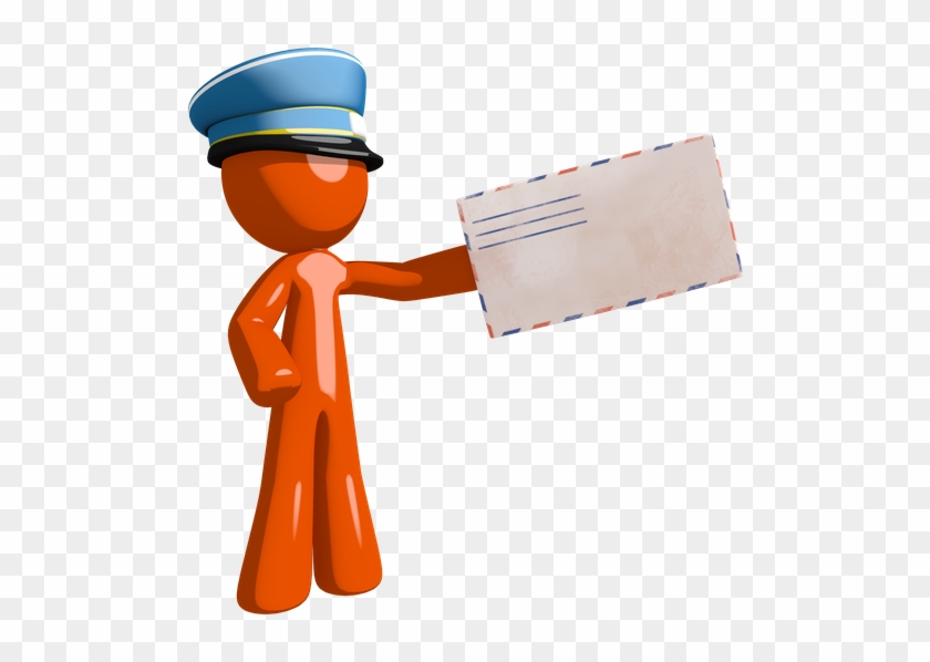 Orange Man Postal Mail Worker Presenting Envelope - Mail #426239