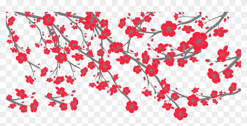 Red Cherry Blossom Cerasus - Red Sakura Png #426677