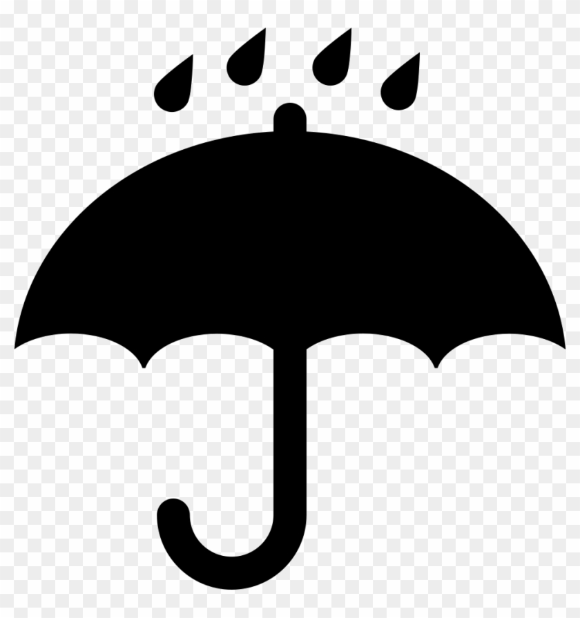 Black Opened Umbrella Symbol With Rain Drops Falling - Keep Dry Icon Vector #427057