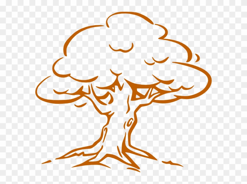 Brow Tree Outline Clip Art At Clker - Oak Tree Drawing Easy #427414