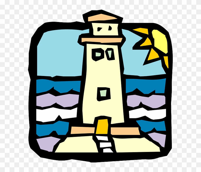 Sun Lighthouse, Tower, Water, Sun - Clip Art #427471