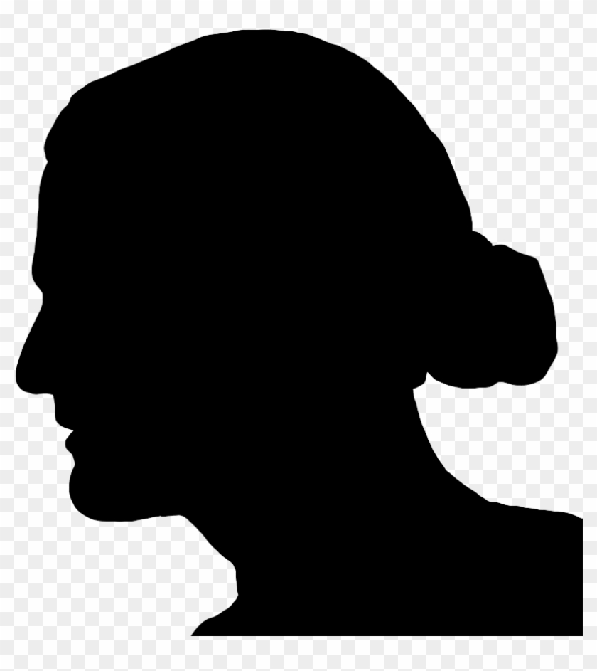 Silhouette Of Man's Head Long Hair In Knot - Silhouette Man With Long Hair #428122