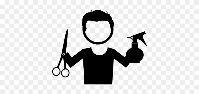 Hairstylist With Scissors And Spray Bottle In Hands - Tesoura Pente Em Png #428235