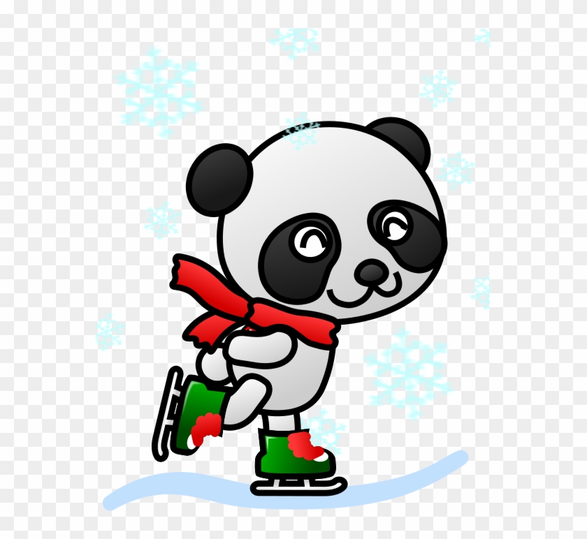 Free Panda Skating Clip Art - Skating Panda Queen Duvet #428254