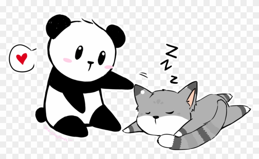 At The Sleeping Kitty By Chibilittlepanda On Deviantart - Chibi Cat And Panda #428267